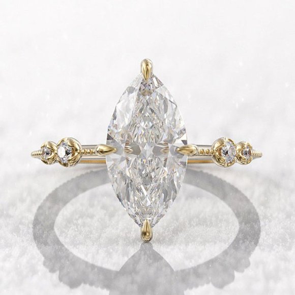 🎁 Exclusive Gold Plated 3A Marquise Cut CZ Ring for Women, FB16FA1062 - Picture 2 of 7